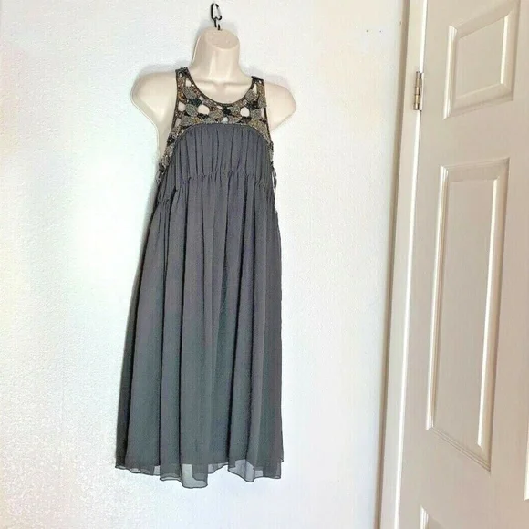 Zara | Dresses | Zara Basic Womens Sz S Brown Dress Bling Collar A Line  Knee Length Lined Sheer L | Poshmark